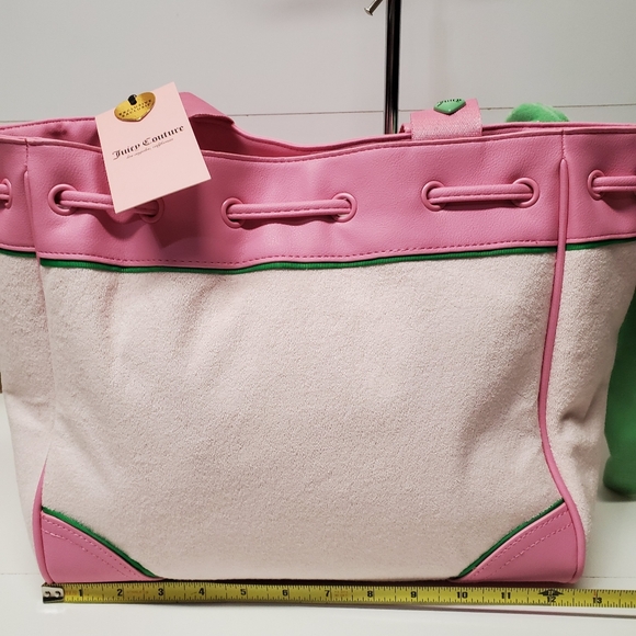 Juicy Couture Pink Powder Blush & Green Retro Strawberry Tote - Picture 4 of 7